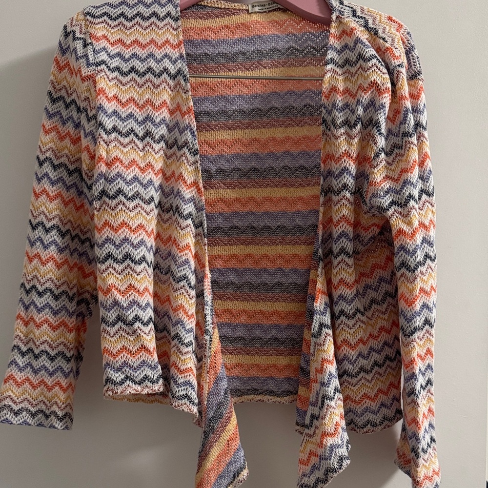 Bershka Multicolor Chevron Pea Coat